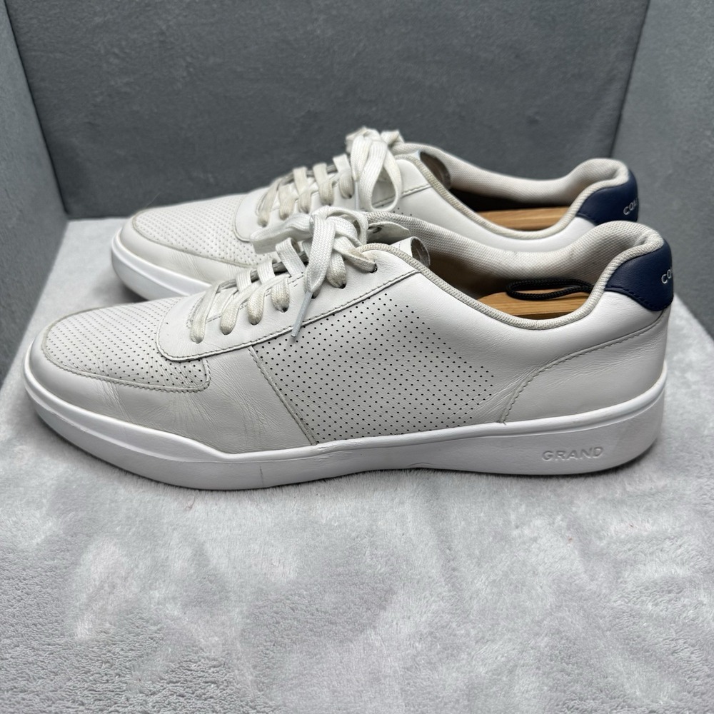 Cole Haan Men's 11.5M White Navy Low Top Sneakers Lace-Up Casual Walking Shoes